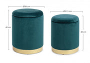 Set da 2 Pouf in velluto con contenitore Blu POLINA