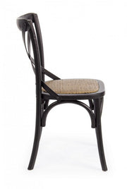 Sedia in Olmo Cross Nero retro
