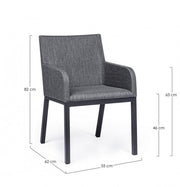 Sedia per esterno con braccioli in tessuto Antracite OWEN JX55 55x62x h82 cm