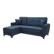 Divano con penisola reversibile doppio contenitore Eva tessuto blu EFFEZ