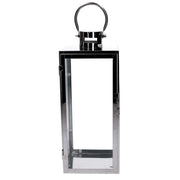 Lanterna metallo 1-3 argento quadro cm21x20,3h52,5