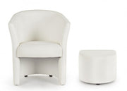 Poltrona in similpelle con pouf estraibile Bianco RITA 64,5x 59,5x h78 cm