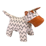 Fermaporta tessuto ecopelle marrone bianco cane cm58x25h42