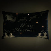 Cuscino led tessuto con renne blu cm50x30x12