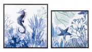 Set Tavolini in acciaio Nero con fantasia marina REEF K04 2 pezzi