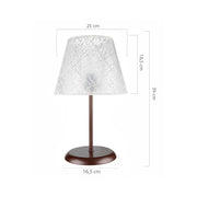 Lampada da tavolo Elva MNG3065 in metallo e paralume tessuto ricamo