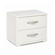 Comodino con 2  cassetti bianco frassinato in legno nobilitato 36x52xH 43