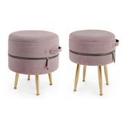 Set due pouf rosa con apertura