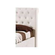 Letto una piazza e mezza c/contenitore in ecopelle bianca 140x223xh.120 cm