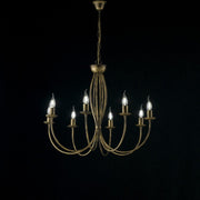Lampadario in ferro Marrone Oro otto luci 74x h60 cm