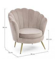 Poltrona retro in velluto grigio chiaro modello pavone