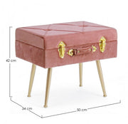 Sgabello con contenitore in velluto Rosa Antico POLINA 50x34x h42 cm