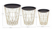 Set 3 tavolino contenitore in metallo stile atmosphere