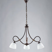 Lampadario arte povera in ferro Nero ruggine tre luci  bianchi 58x h52 cm