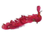 Pavone piume rosso con clip cm30x5h11