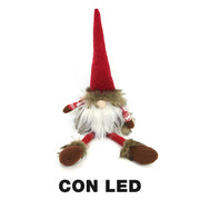 Fabric gnome sitting with red led cm15x11h55