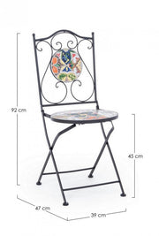 Sedia da giardino esterno in acciaio con ceramica pieghevole