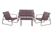 Set 4 Divano poltrone e tavolino Grigio Scuro 165X65X112Cm