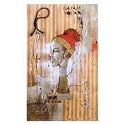 Quadro in legno donna africana con corda  cm60x90x0,5