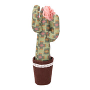 Cactus tessuto con fiore verde rosa tondo cmø11h27