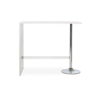 Penisola rettangolare bianco lucido con gamba cromata 120x60xh.105 cm