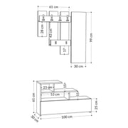 Mobile da ingresso rovere con scarpiera e specchio Vesty 100x30xh.122 cm