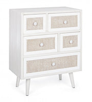 Cassettiera 5 cassetti MONTIEL stile rustico bianco antico 72.5h cm
