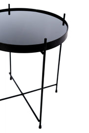 Tavolino in Vetro Temperato e Metallo Nero 38 x 38 x 43 cm