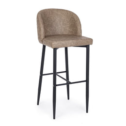Sgabello bar tortora in ecopelle stile design