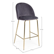 Sgabello design contemporaneo Bar Carry velluto grigio scuro