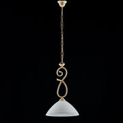 Lampadario in ferro Avorio decape una luce paralume in vetro Alabastro bianchi 30x h52 cm