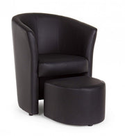 Poltrona in similpelle con pouf estraibile Nero RITA 64,5x 59,5x h78 cm