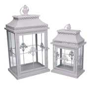 Lanterna metallo 1-2 bianco opaco argentata rettangolare cm25x18h47,5