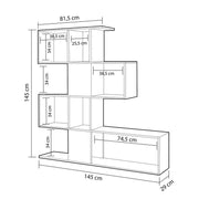 Libreria scaffale 4 livelli 9 scomparti bianco grigio 145x29xh.145 cm EFFEZ