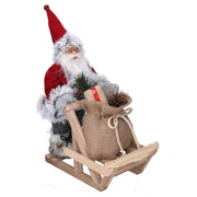 Babbo natale tessuto con slitta regali grigio rosso cm33x12h30