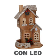 Casetta legno con led naturale cm19x14h31