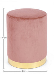 Pouf in velluto Rosa Antico LUCILLA diametro 35x h40 cm