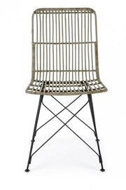 Sedia in stile contemporaneo in acciaio e kubu Grigio LUCILA 45x55x h85 cm