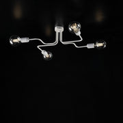 Plafoniera in ferro laccato bianco con decorazione argento 4 luci