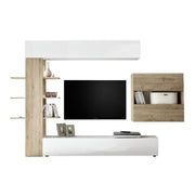Parete attrezzata da soggiorno Bianco e rovere L.295xP30xh.187 cm EFFEZ