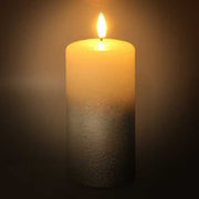 Candela paraffina led argento cm ø8h18