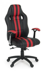 Poltrona ufficio con braccioli Spider rosso in similpelle