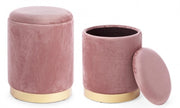 Set da 2 Pouf in velluto con contenitore Rosa Antico POLINA