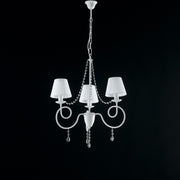 Lampadario ferro Bianco tre luci decorazione shabby paralumi Bianchi 60x h67 cm