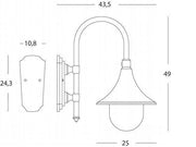 Applique in alluminio pressofuso con diffusore trasparente - Altezza max lampada 150mm - Potenza massima 60W nero