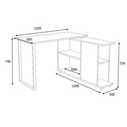 Scrivania con libreria reversibile Bianco OSLO 120x60x h74 cm