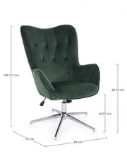 Poltrona verde in velluto stile design