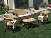 Salotto lucrezia 4 pz rattan c/c noce naturale rattan