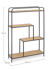 Libreria in acciaio Sagomata quattro ripiani Antracite ELYOT 85,5x25,5x h131 cm