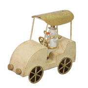 Macchina metallo con pupazzo di neve oro cm16x7h15